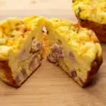 Keto friendly ham and cheese egg muffins.