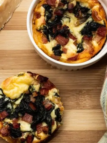 Melt-in-your-mouth light and full of savory goodness, these keto Ham, Spinach & Cheese Custards are perfect for breakfast or brunch.