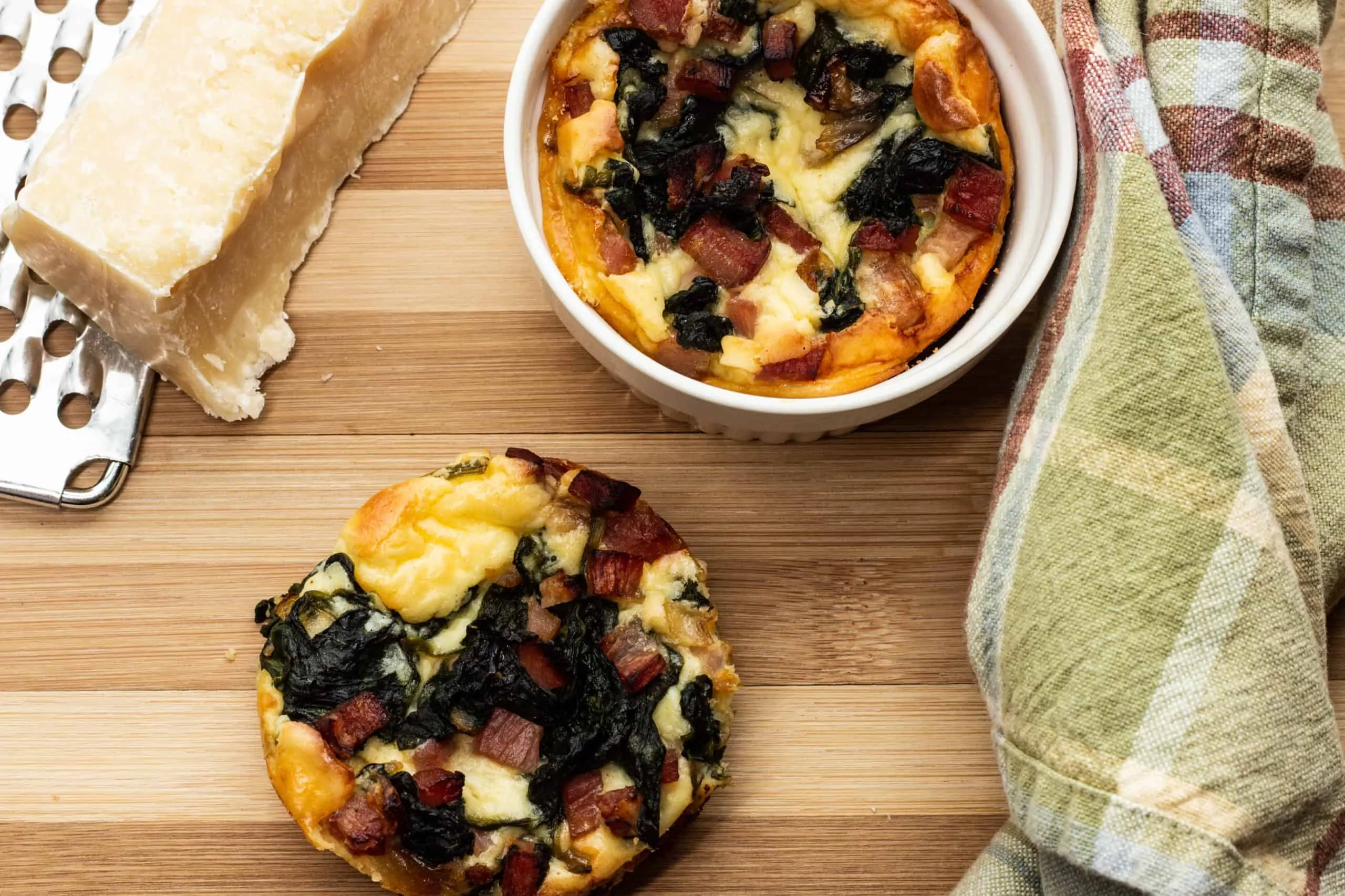 Melt-in-your-mouth light and full of savory goodness, these keto Ham, Spinach & Cheese Custards are perfect for breakfast or brunch.