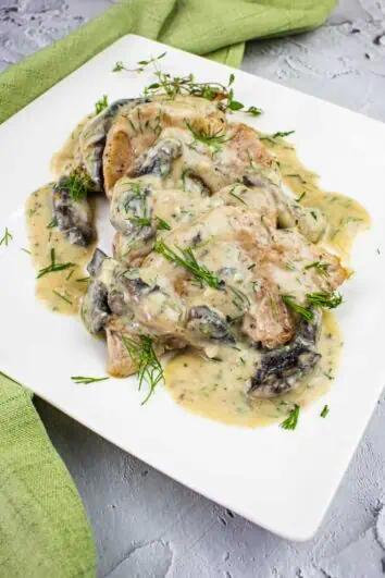 keto pork stroganoff with dill