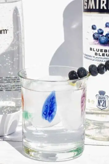 Blueberry Smirnoff Cockail with soda stream bottle