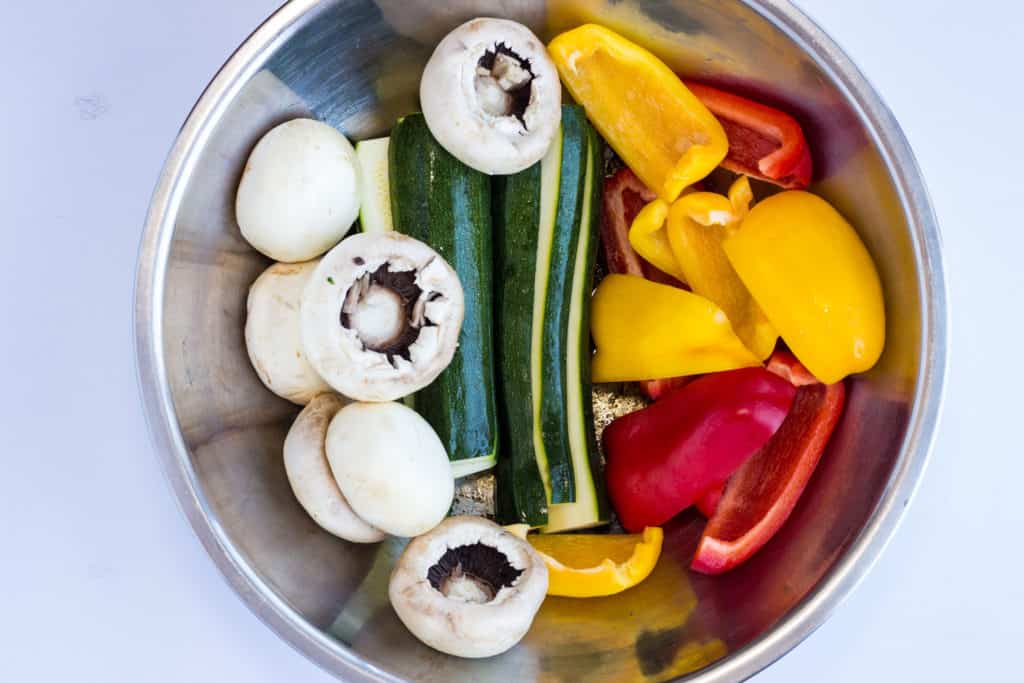 Cut the veggies - leave them big to grill.