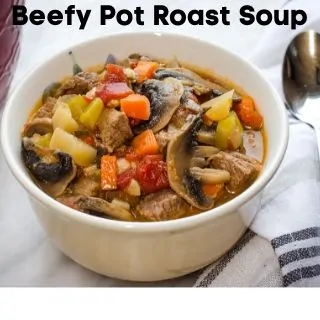 beefy keto pot roast soup in a bowl