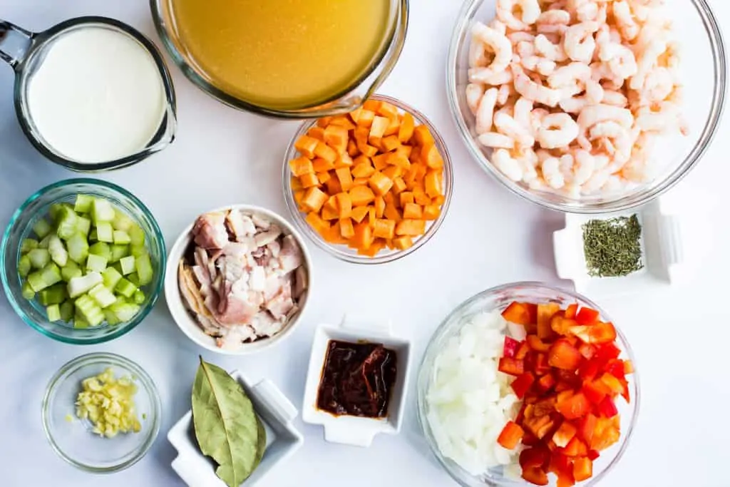 ingredients for shrimp chowder with chipotle