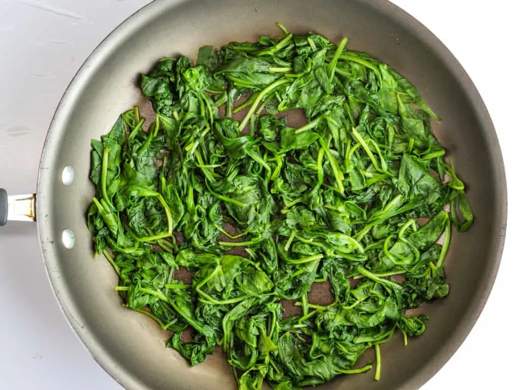 wilting the spinach to make this keto recipe