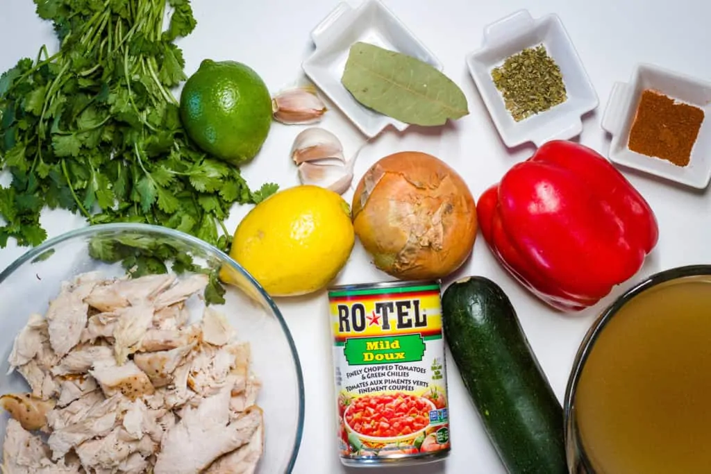 Mexican Turkey Soup ingredients on a table
