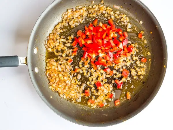 cook shallots and peppers