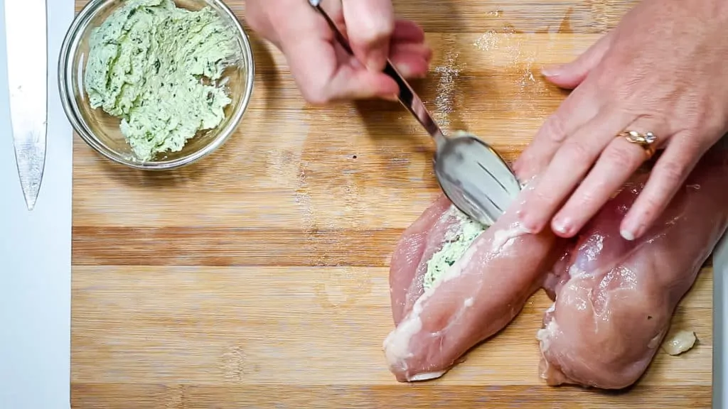 stuffing chicken breast with green goddess