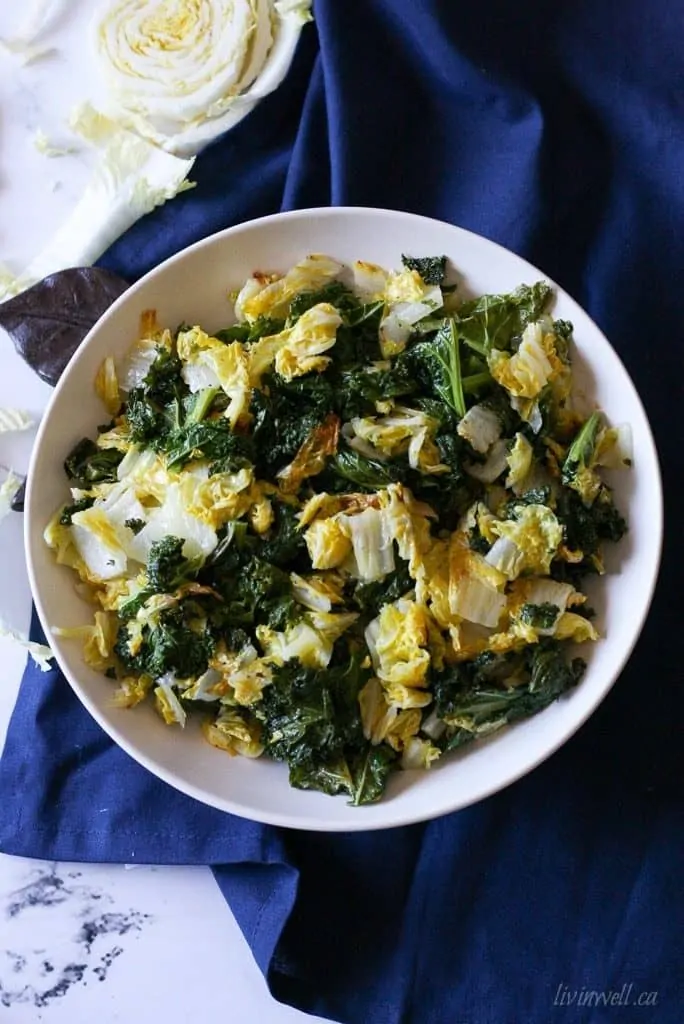 roasted kale and nappa cabbage