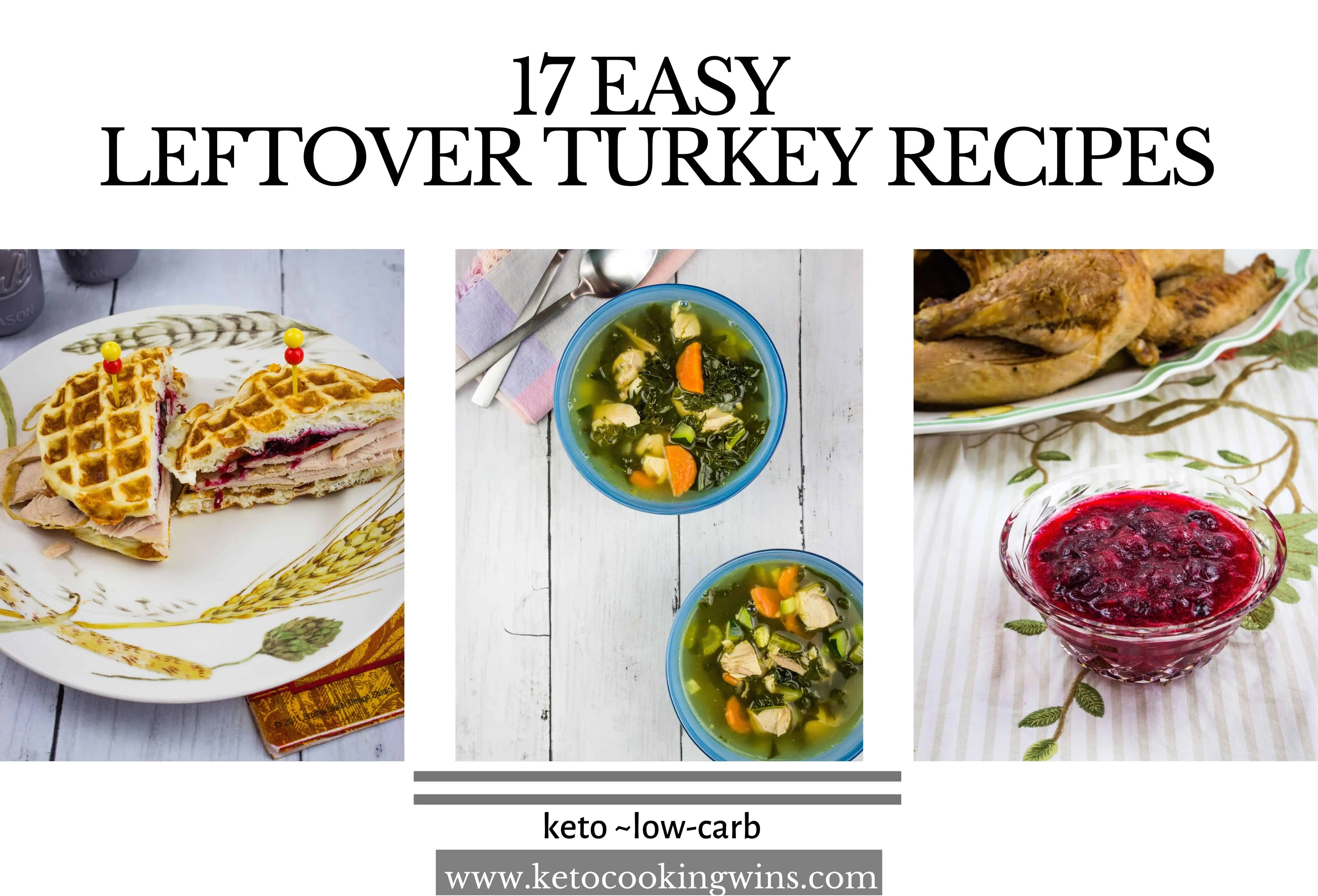 banner for 17 leftover turkey recipes