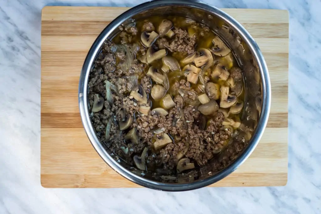 Cooked keto beef stroganoff recipe in instant pot