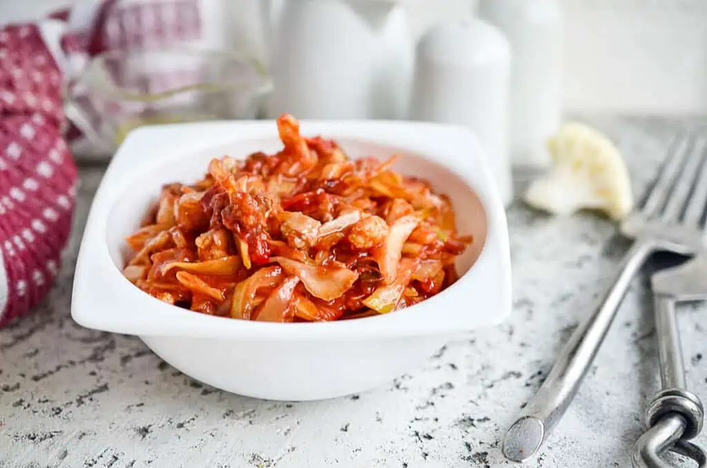 Cabbage Roll in a Bowl in a white plate.