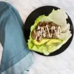 keto al pastor carnitas with avocado in a lettuce wrap
