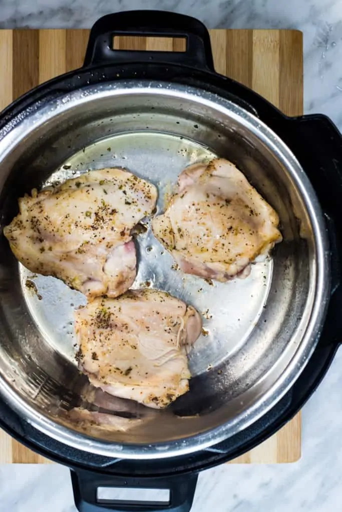 browning the chicken for this keto instant pot recipe