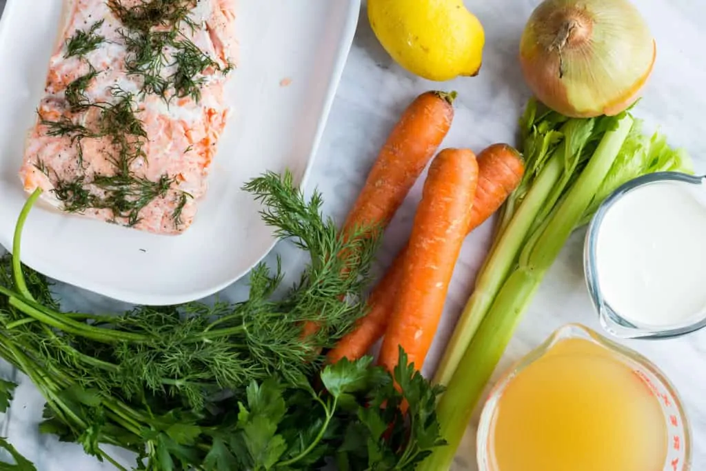 ingredients for keto salmon chowder