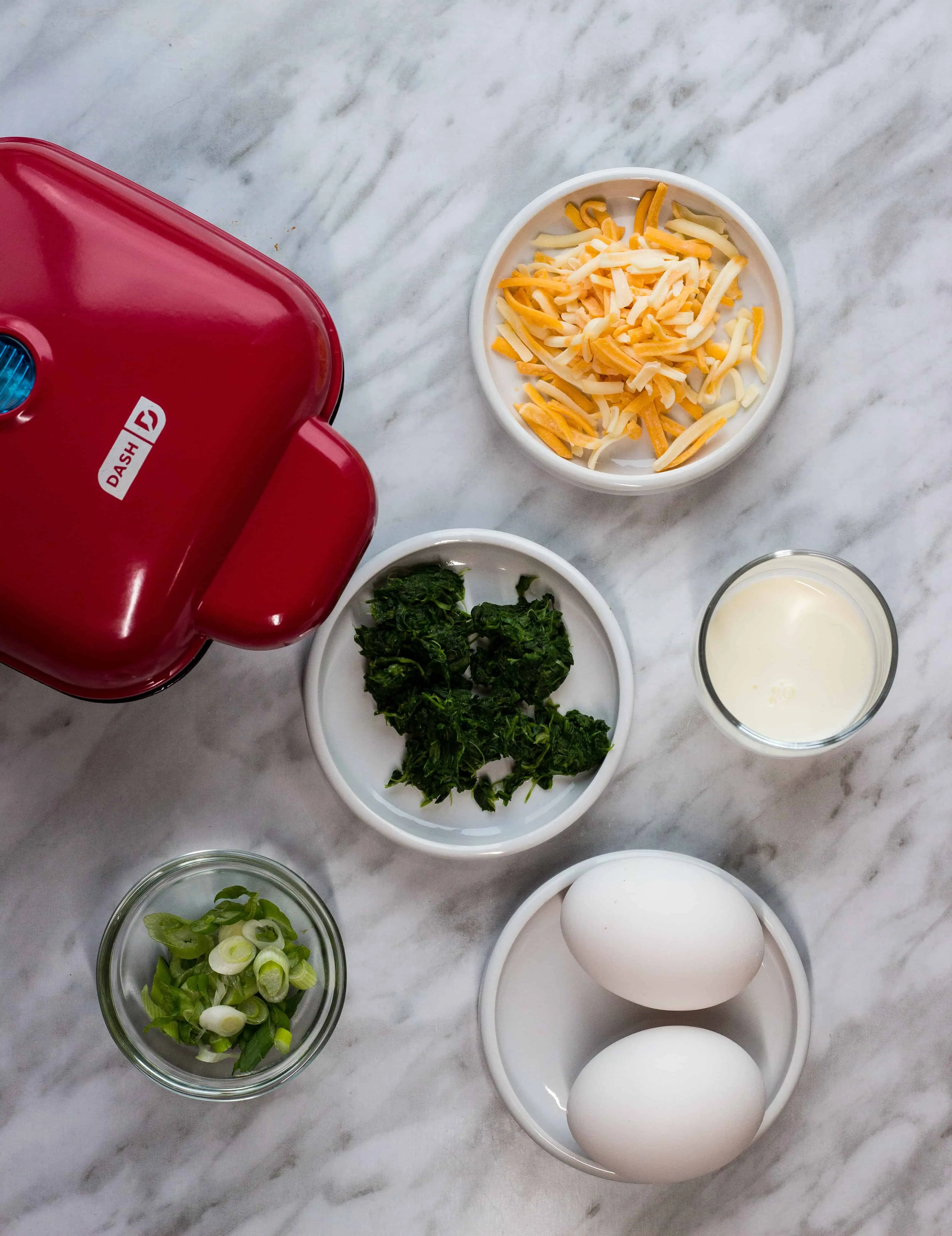 Keto Egg Bites with Spinach and Cheese recipe ingredients.