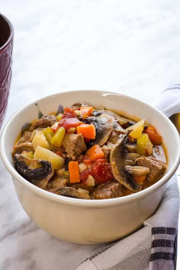 keto beef pot roast soup in a bowl