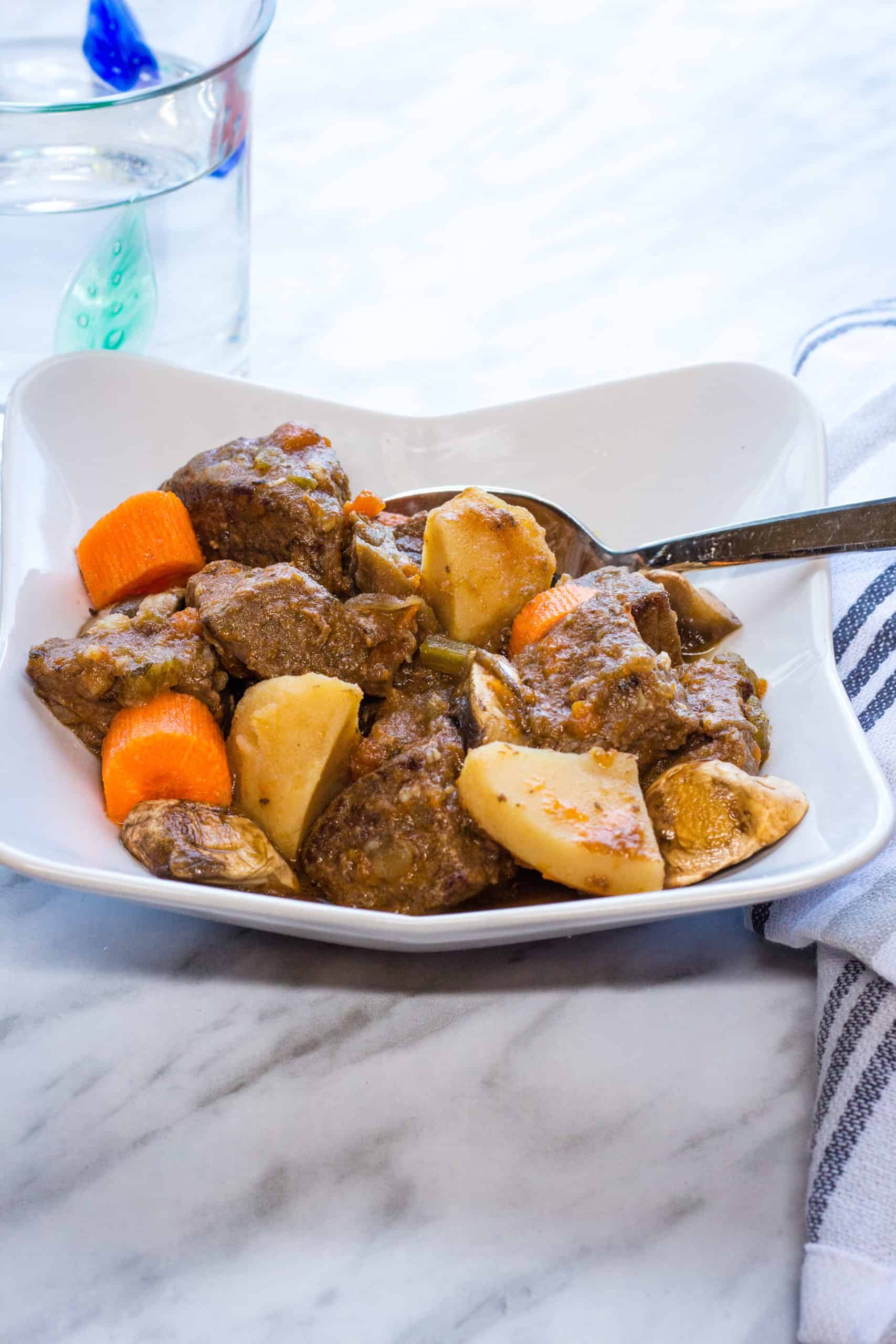 keto beef stew in a bowl