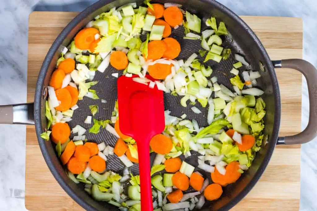 veggies chopped and in the pan