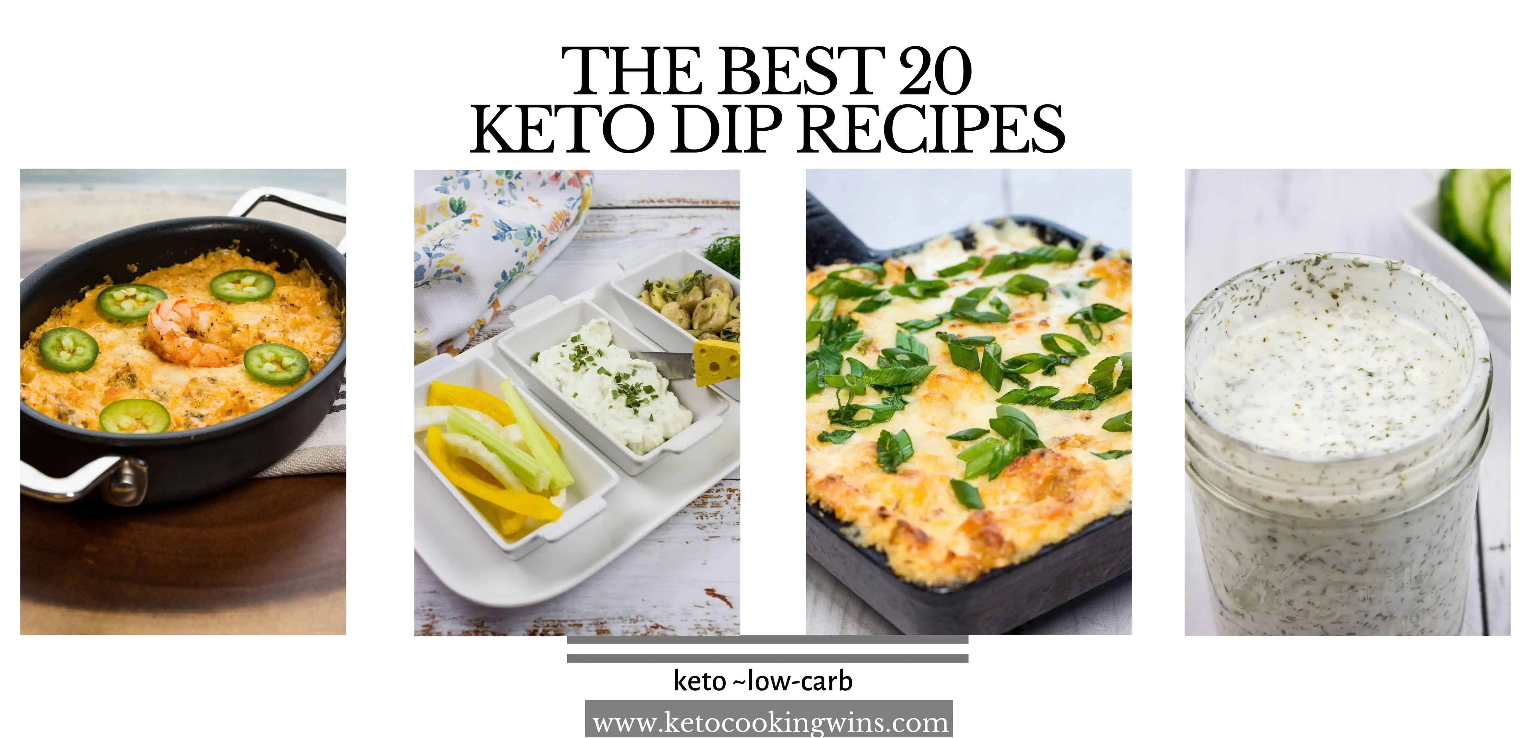 the best 20 keto dip recipes with pictures of shrimp dip, crab dip, ranch dip and blue cheese dip