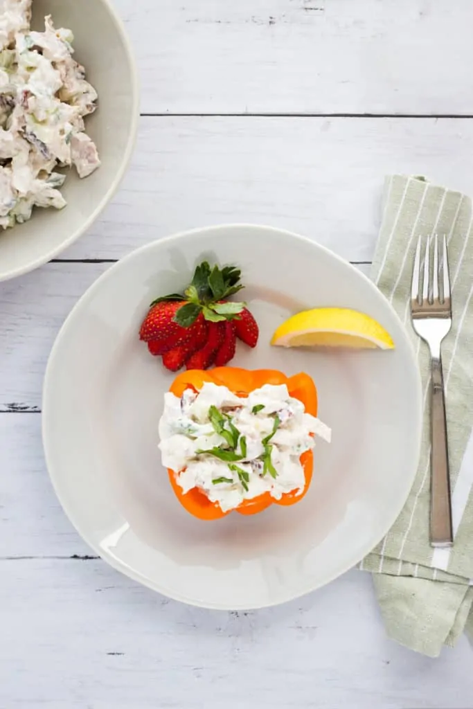 southern chicken salad served in a bell pepper