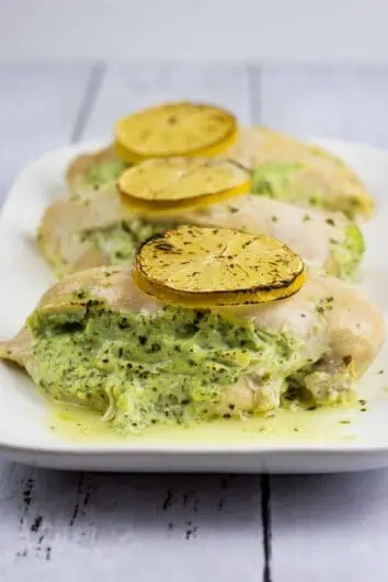 green goddess stuffed chicken served