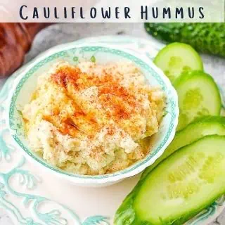 keto cauliflower hummus in a bowl