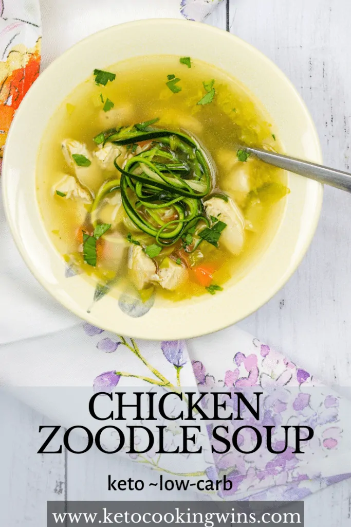 pinterest image for chicken zoodle soup