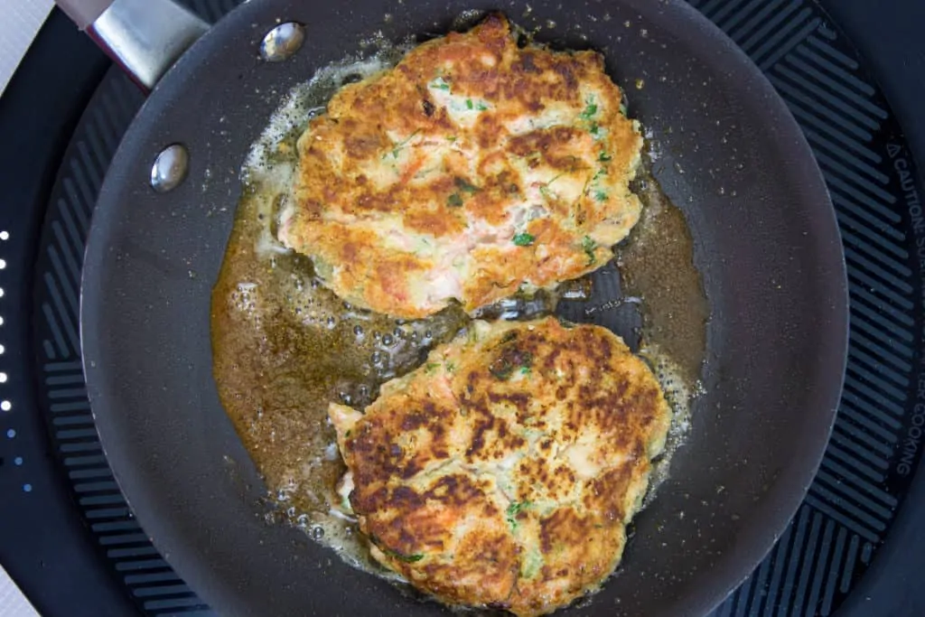 cooking in hot oil in a skillet