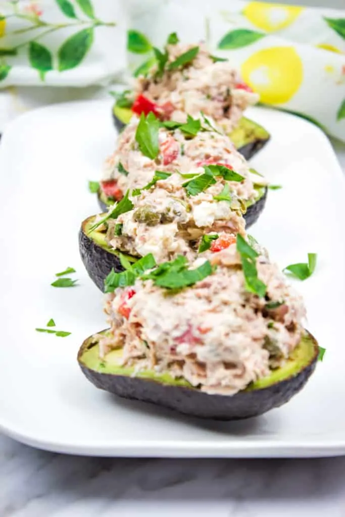 mediterranean tuna salad on a serving plate