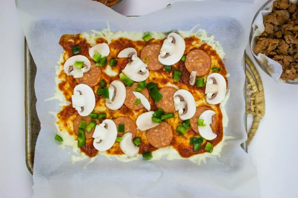 add your favorite toppings and bake in oven