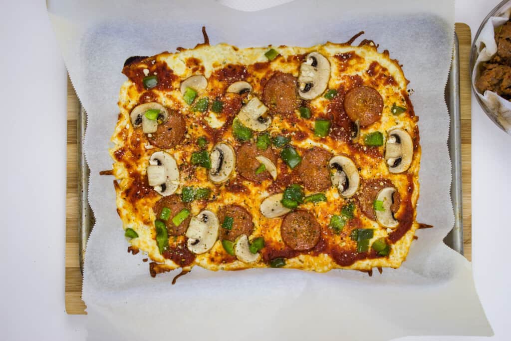 all cooked - crustless pizza recipe that's golden brown around the edges