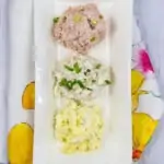 Ham salad, southern chicken salad, and egg salad on a plate