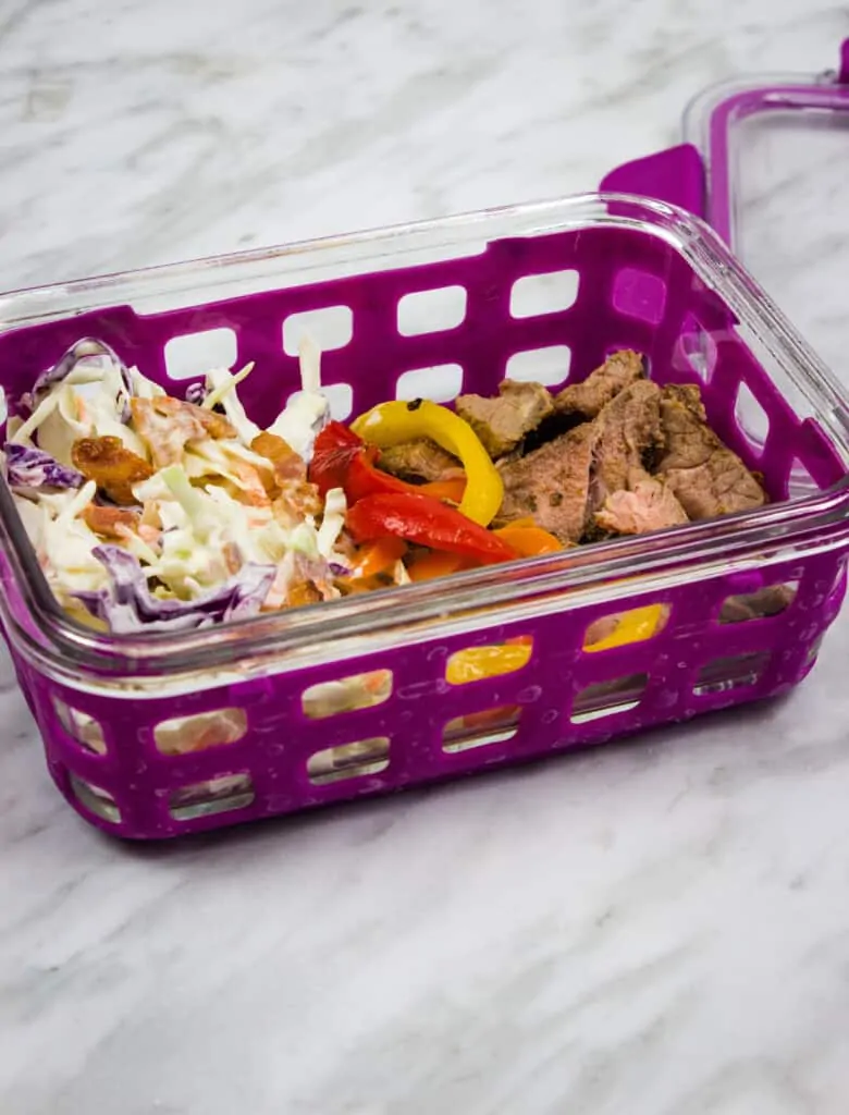 pickle slaw with leftovers in a meal prep container