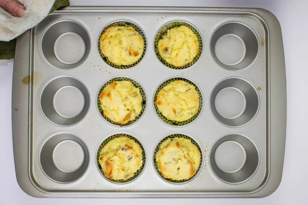 keto pecan cupcakes are bake until golden brown