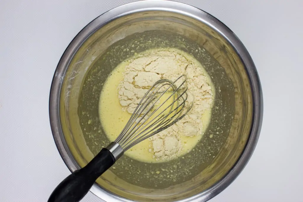 mixing wet and dry ingredients together