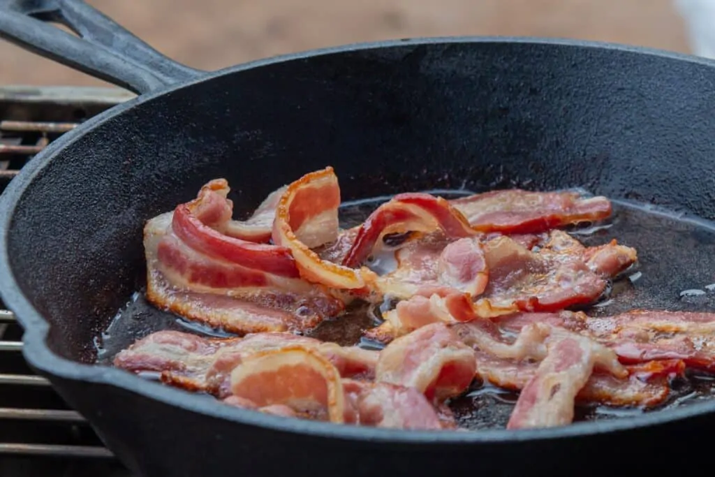 bacon in a cast iron skillet
