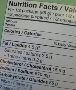 image of a nutrition label