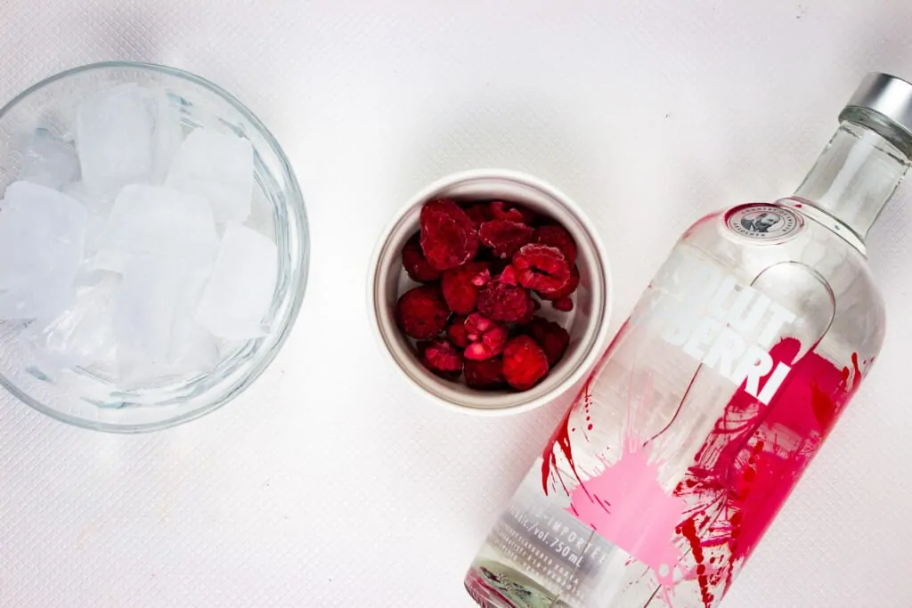 ingredients to make raspberry vodka slush