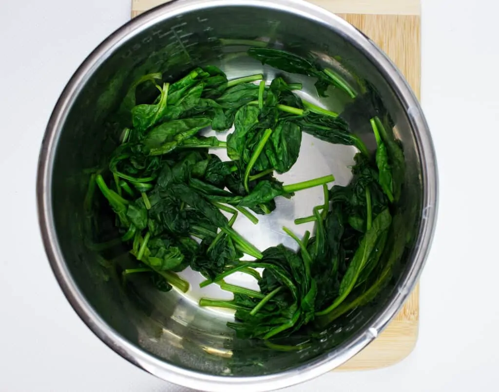 wilted spinach made in the instant pot