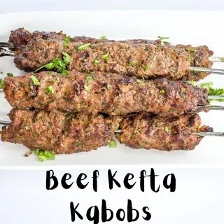 beef kefta kabobs on a plate