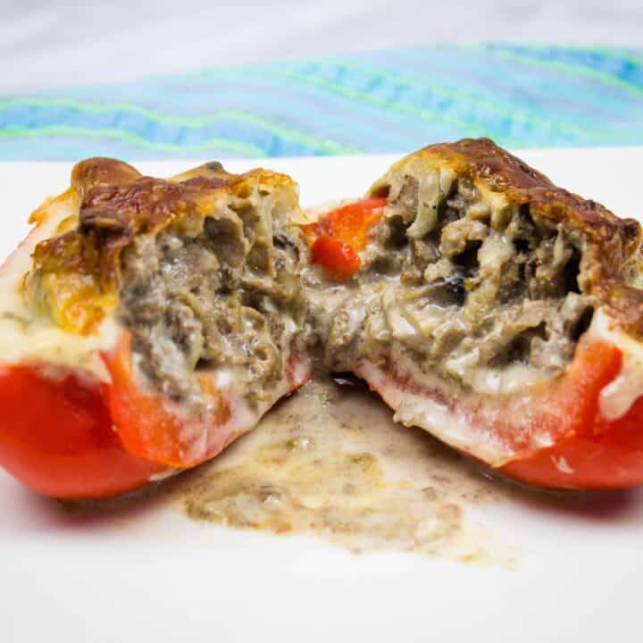 Easy Beefy Philly Cheesesteak Stuffed Peppers Keto Cooking Wins
