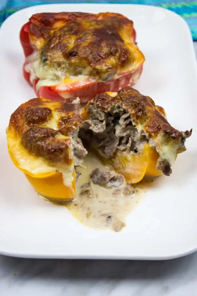 keto philly cheesesteak stuffed peppers