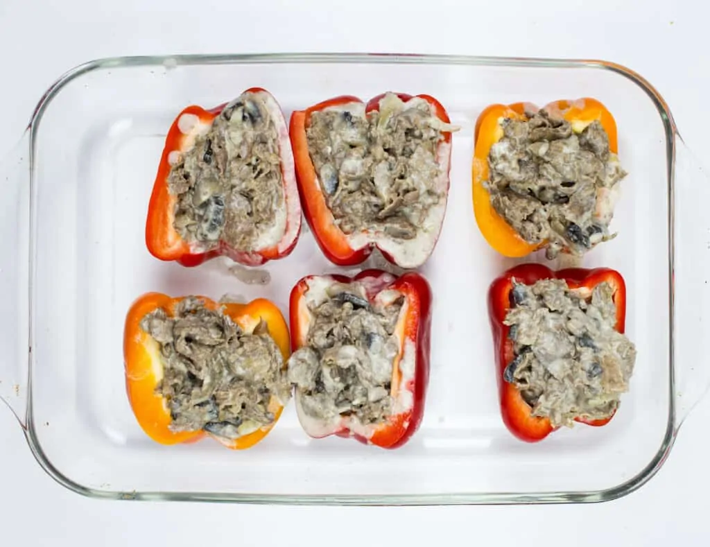 fill bell pepper halves with the mixture