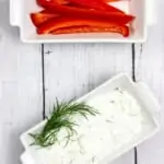 tzatziki sauce keto in a dish with peppers