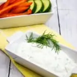 tzatziki sauce keto in a dish with veggies on the side