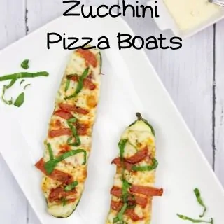 Keto Zucchini Pizza Boats on a serving platter