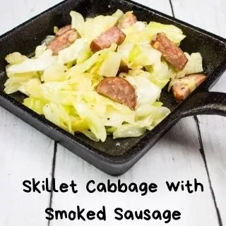 skillet cabbage and sausage in a square pan