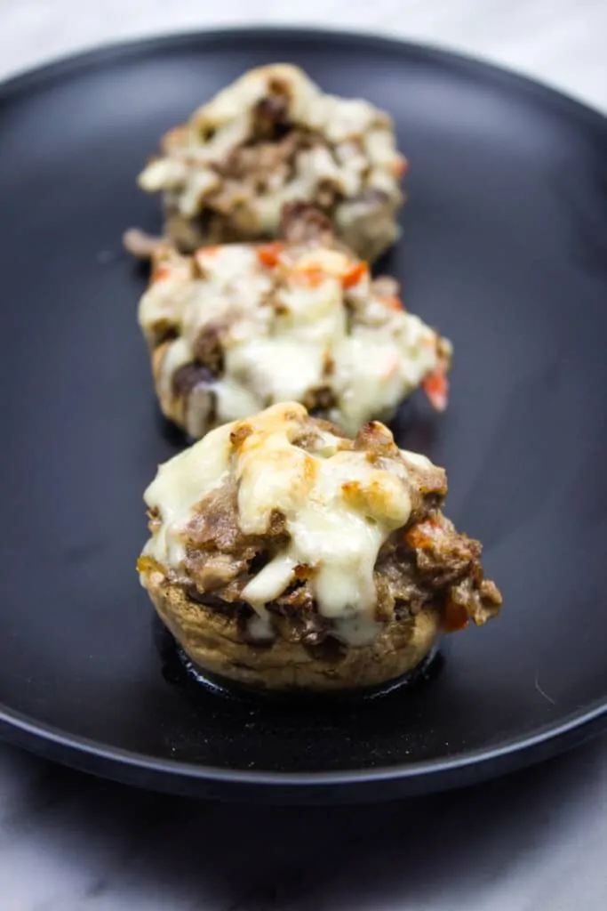 keto philly cheesesteak stuffed mushroom caps