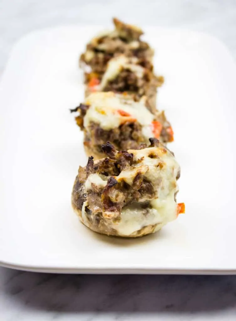 keto philly cheesesteak stuffed mushroom caps